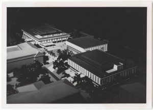 View of the Undergraduate Library, Student Union, and Student Stores before they were built