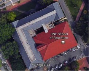 Aerial image of the L-shaped addition surrounding the original Peabody building. Courtesy of Google Maps. 